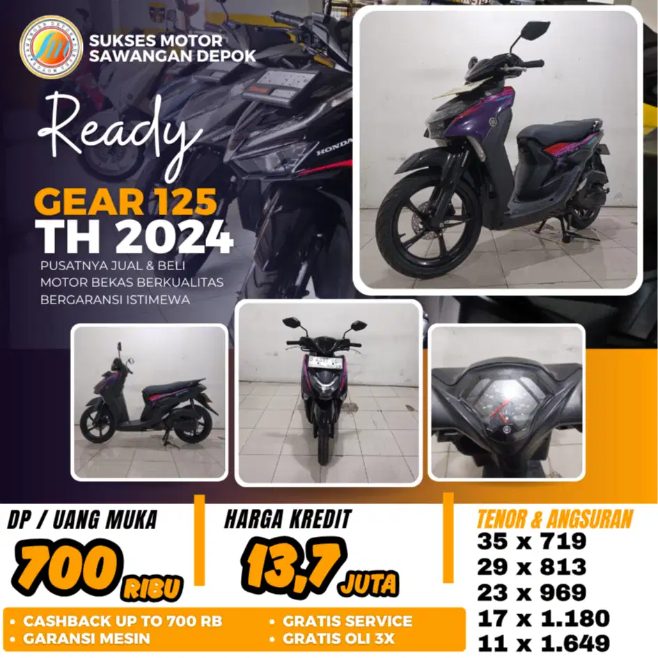 MULUS BERGARANSI YAMAHA GEAR 125 TH 2024 BISA CASH KREDIT DP700 RIBU