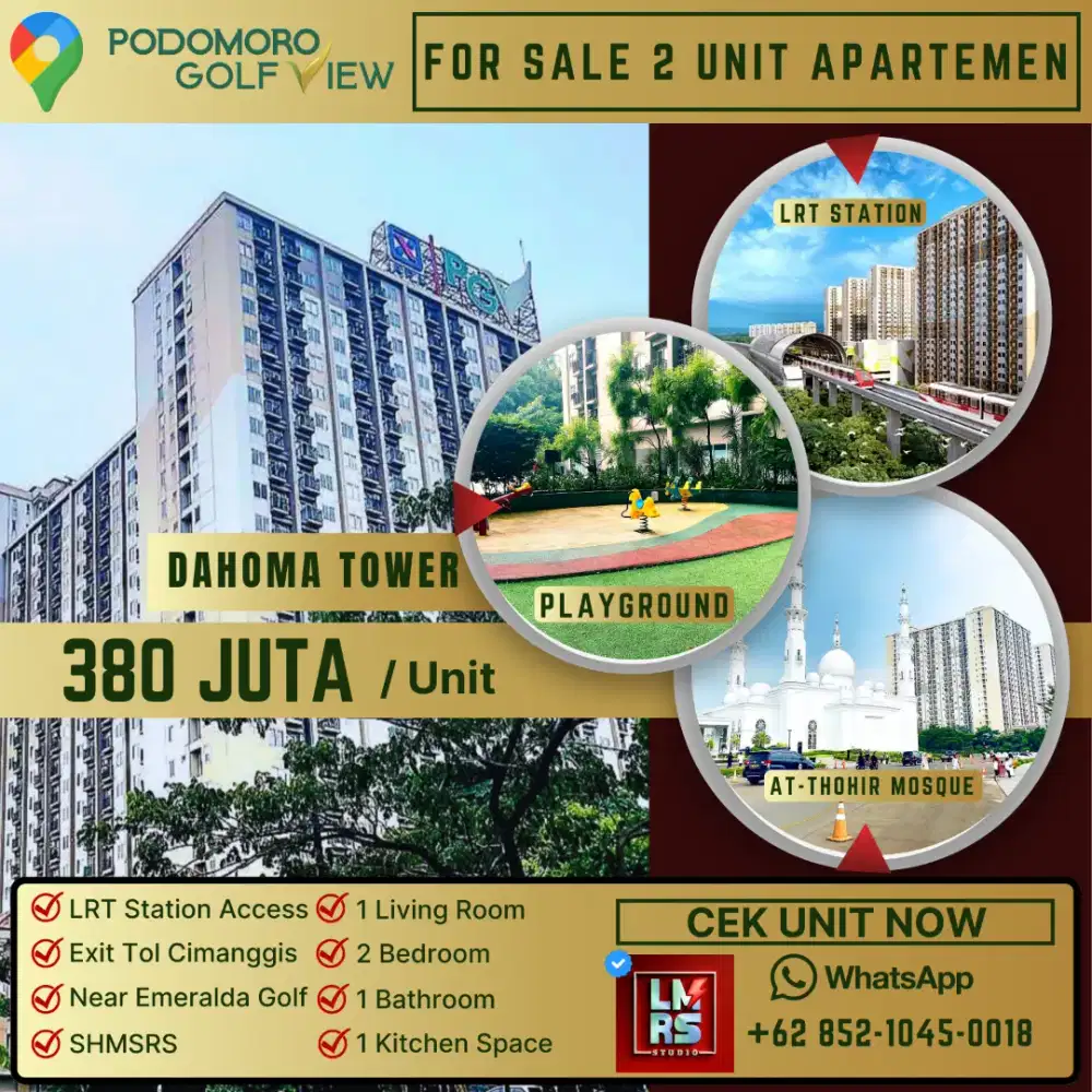 DIJUAL 2 UNIT APARTEMEN PODOMORO GOLF VIEW | DAHOMA TOWER