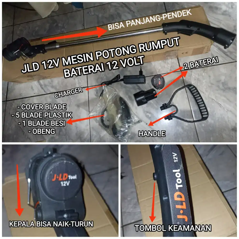 Mesin potong rumput baterai 12V JLD cordless grass trimmer