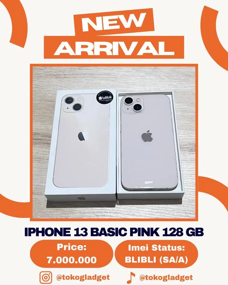 iPhone 13 Basic Pink 128 Gb ex IBOX/BLIBLI