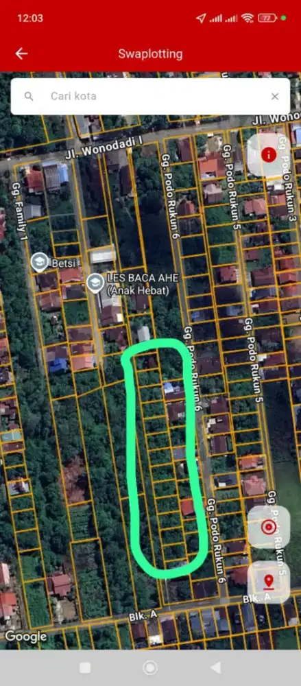 dijual tanah ukuran 10x20 SHM ada 11 kapling