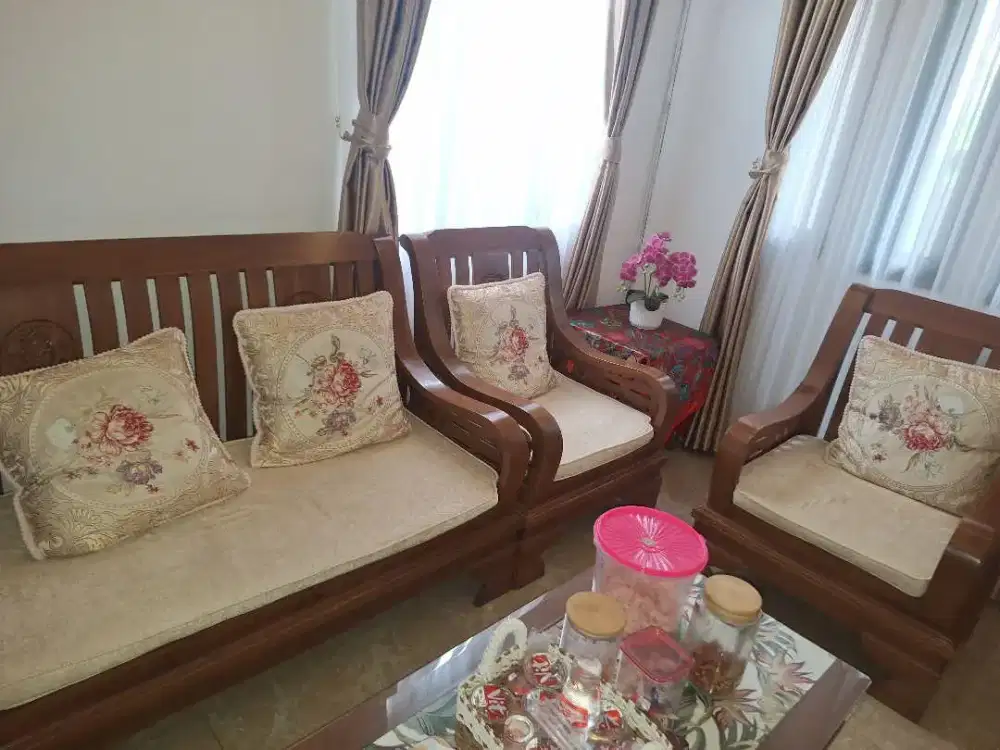 Kursi tamu jati semut 3+2 seat
