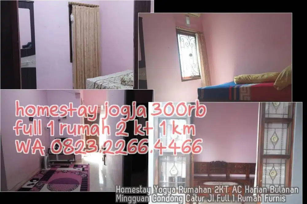 Homestay Yogya Rumahan 2KT AC Harian Bulanan Mingguan Condong Catur JI