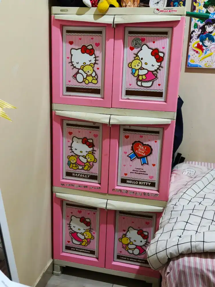 Dijual Lemari Plastik 3 Susun Napolly Hello Kitty dan Keroppi Tebal
