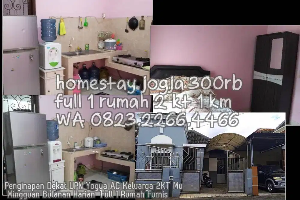 Penginapan Dekat UPN Yogya AC Keluarga 2KT Mu Mingguan Bulanan Harian