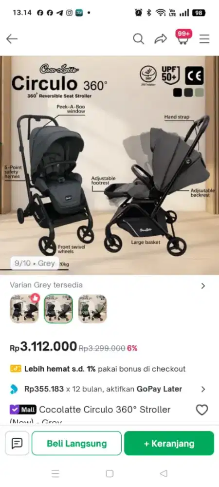 Preloved Stroller Cocolatte Circulo 360 dedajrajat