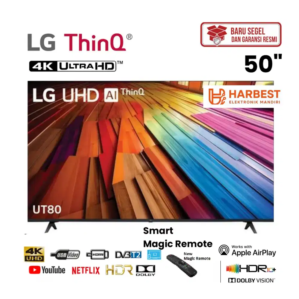 LG Real 4K UHD 50 Inch Smart TV Magic Remote 50UT8050PSB HDR10+ Dolby