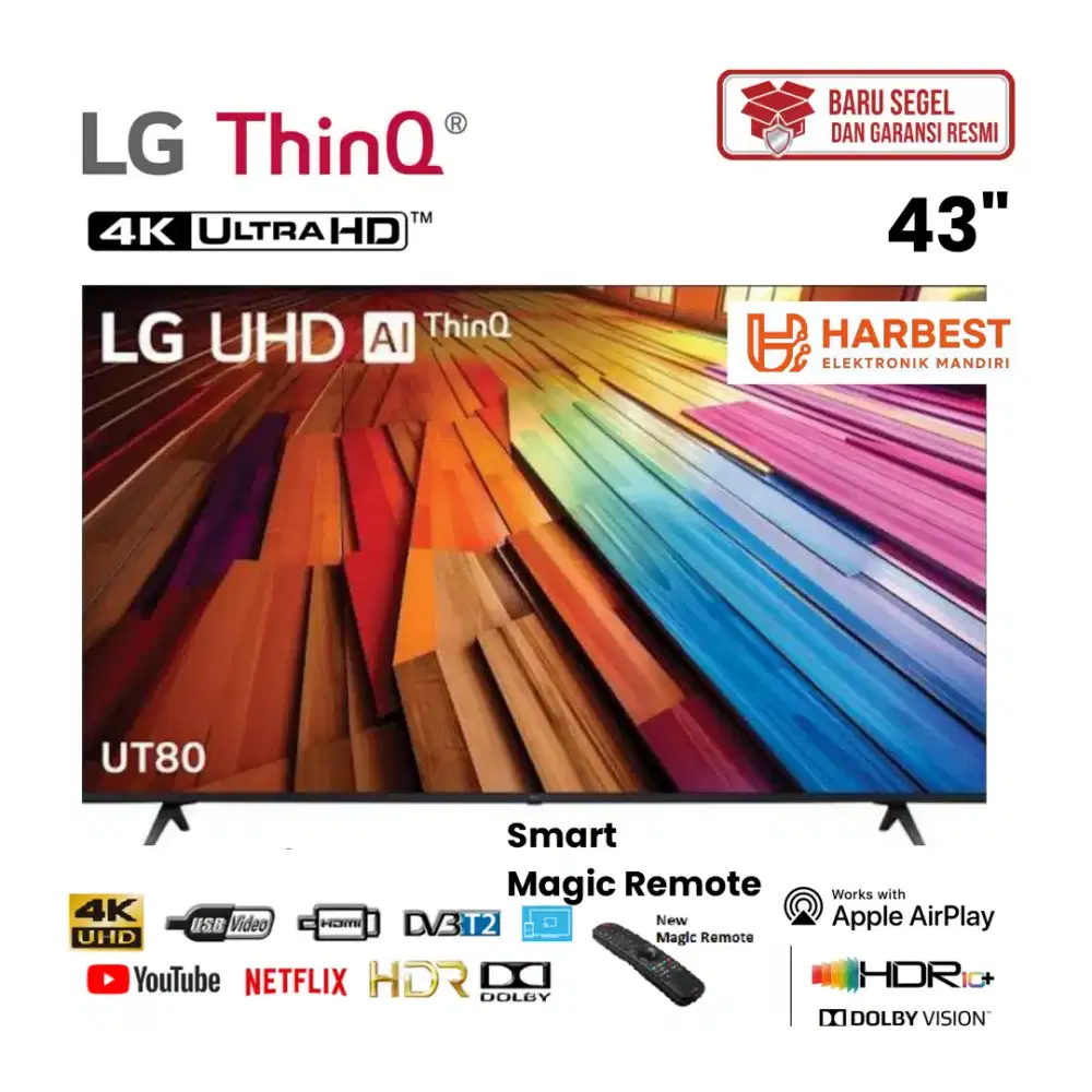 LG Real 4K UHD 43 Inch Smart TV Magic Remote 43UT8050PSB HDR10+ Dolby