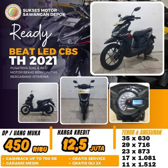 MULUS BERGARANSI DP 450 HONDA BEAT NEW CBS LED TH 2021 UNIT ISTIMEWA