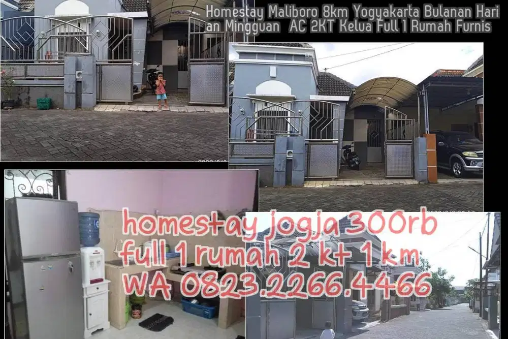 Homestay Maliboro 8km Yogyakarta Bulanan Harian Mingguan  AC 2KT Kelua