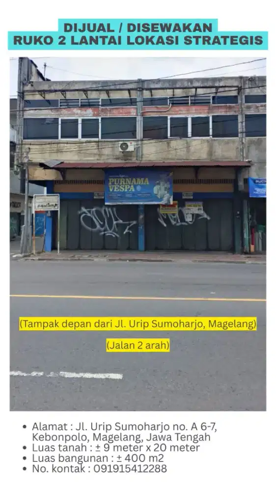 DIJUAL BANGUNAN RUKO/OPER SEWA PJKA