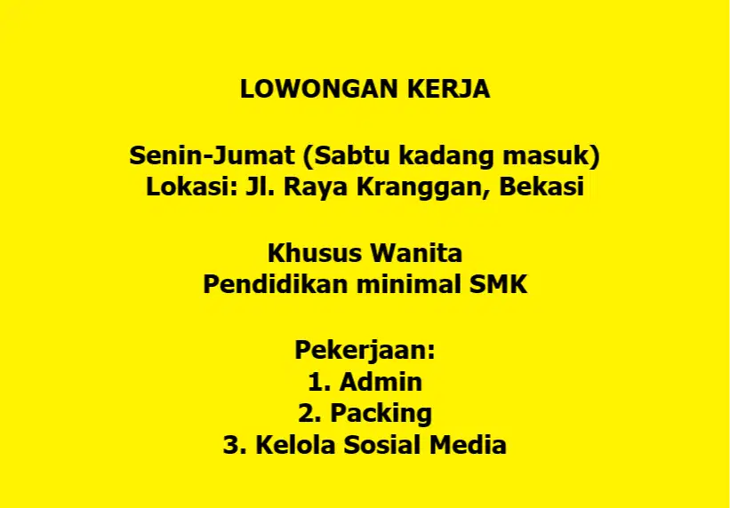 Lowongan Kerja Toko Online (Hampers dan Hobi) di Kranggan, Bekasi