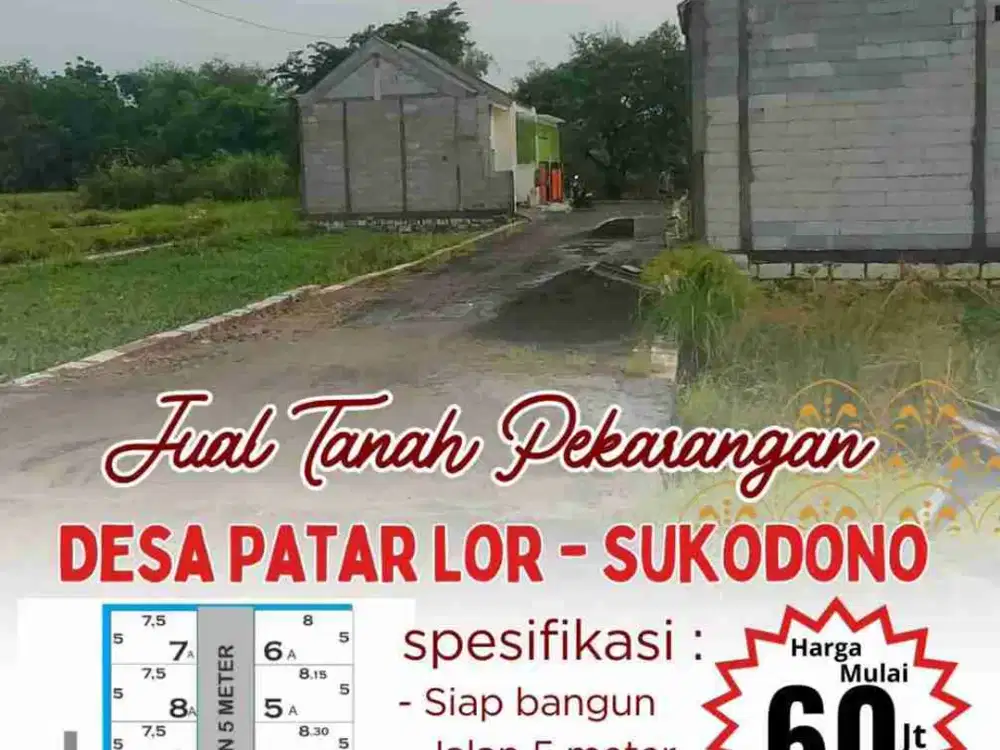 Tanah kavling siap bangun Patar Sukodono