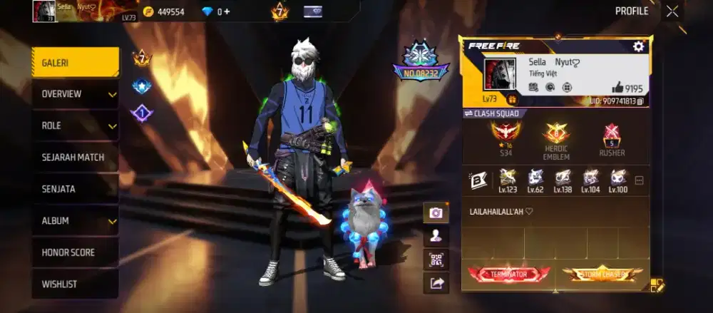 Jual akun game FF lokasi Tangerang Teluknaga.