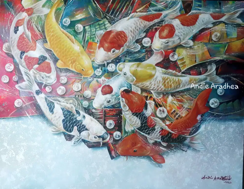 Lukisan ikan mas koi 9