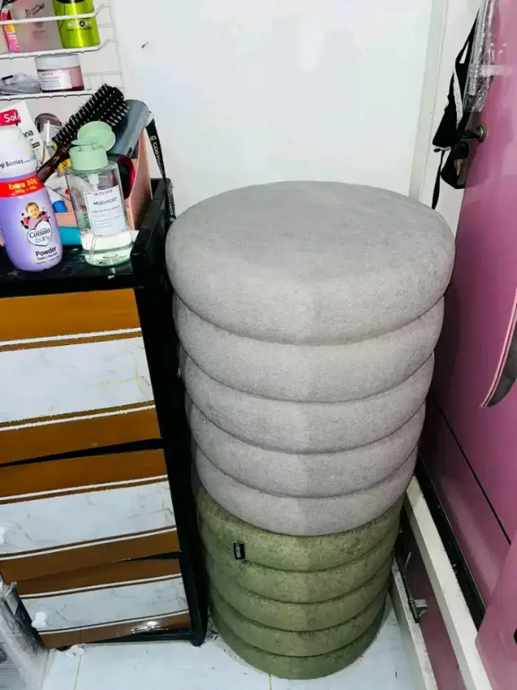 Informa Hefbun Bangku Fabric 2 Unit Warna Abu-abu dan Hijau