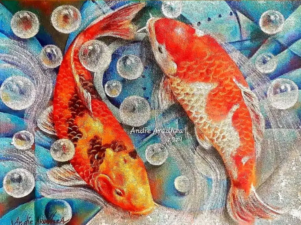 Lukisan sepasang ikan koi