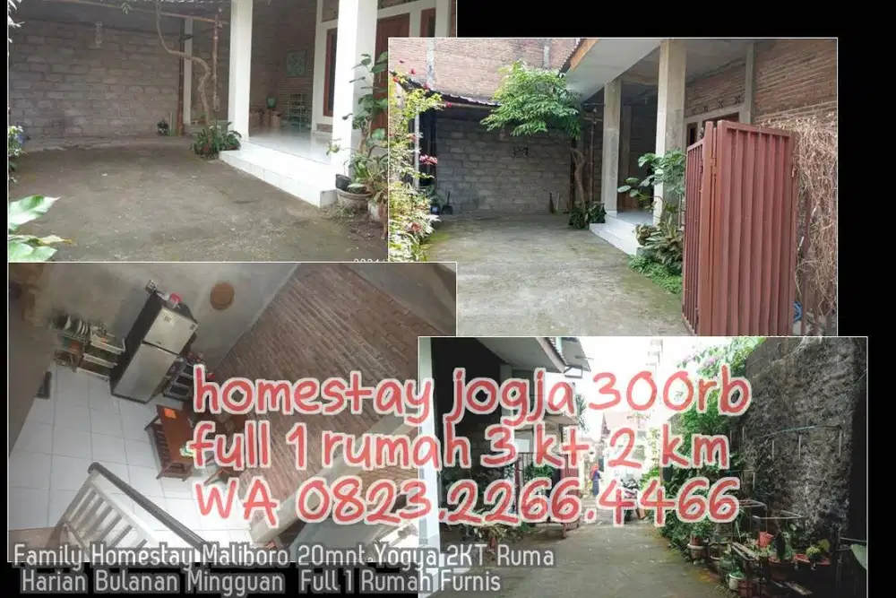 Family Homestay Maliboro 20mnt Yogya 2KT Ruma Harian Bulanan Mingguan