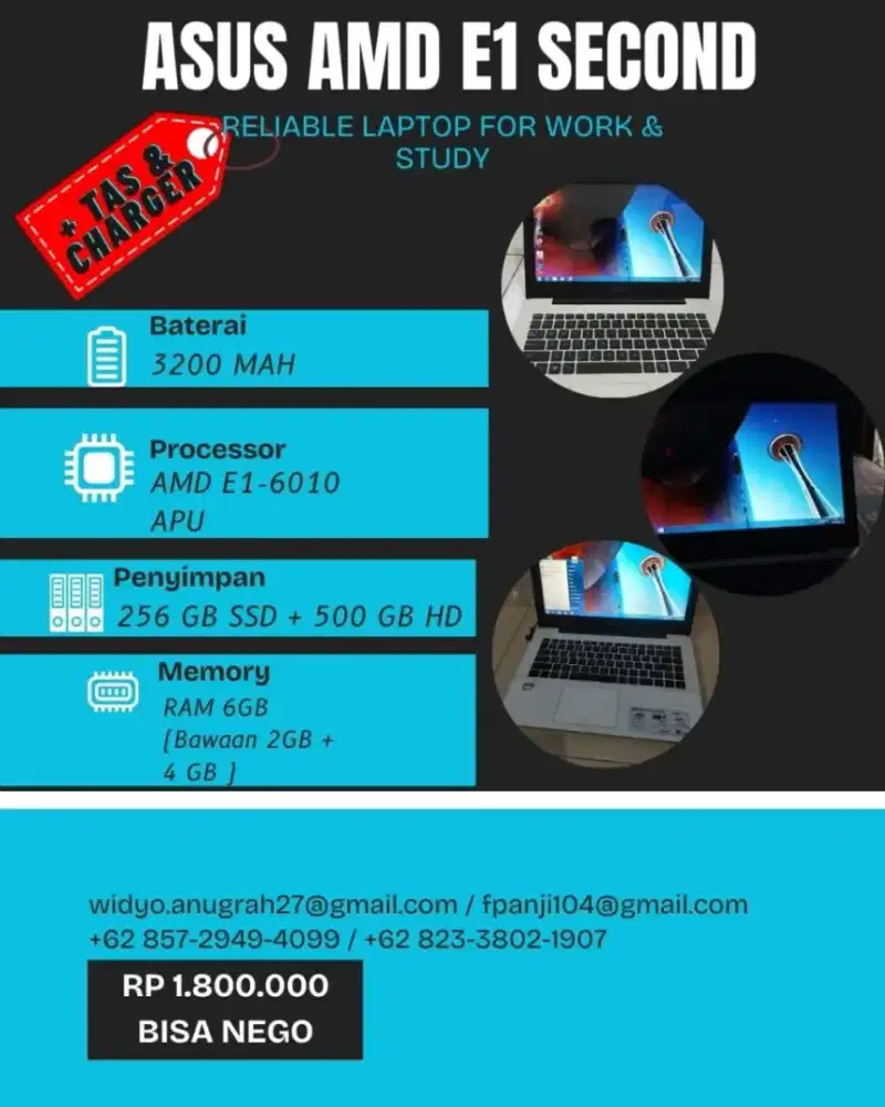 Dijual Asus AMD E1 Second