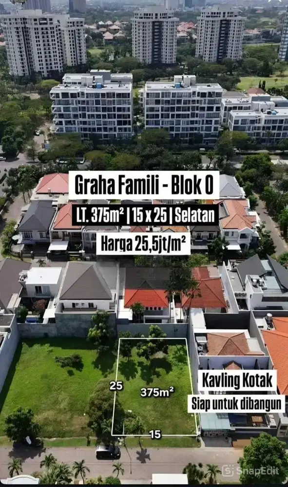 Kavling siap Bangun di graha Famili dekat citraland dan pakuwon