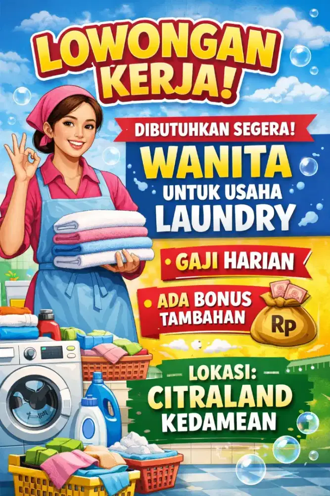 Lowongan kerja usaha laundry Citraland Kedamean