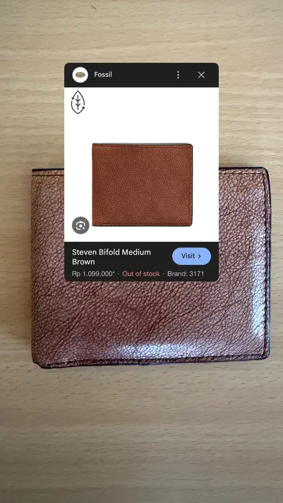 Dompet Fossil Steven Bifold Medium Brown Original Second