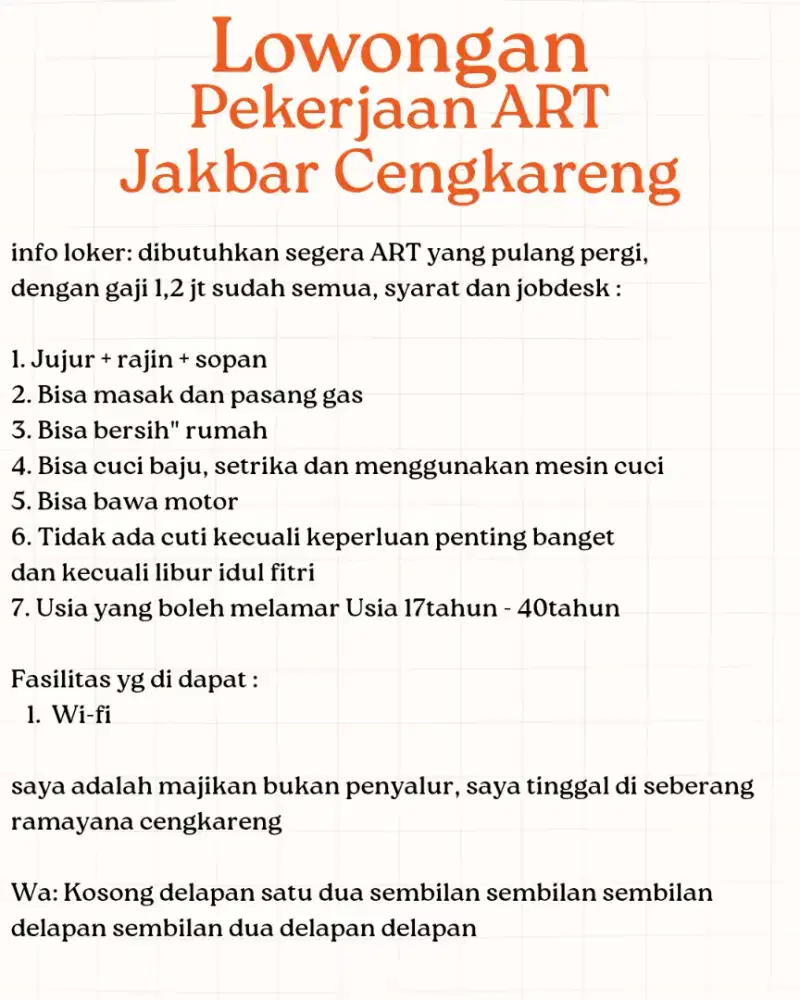 LOKER ART PP JAKBAR BAMBU KUNING CENGKARENG