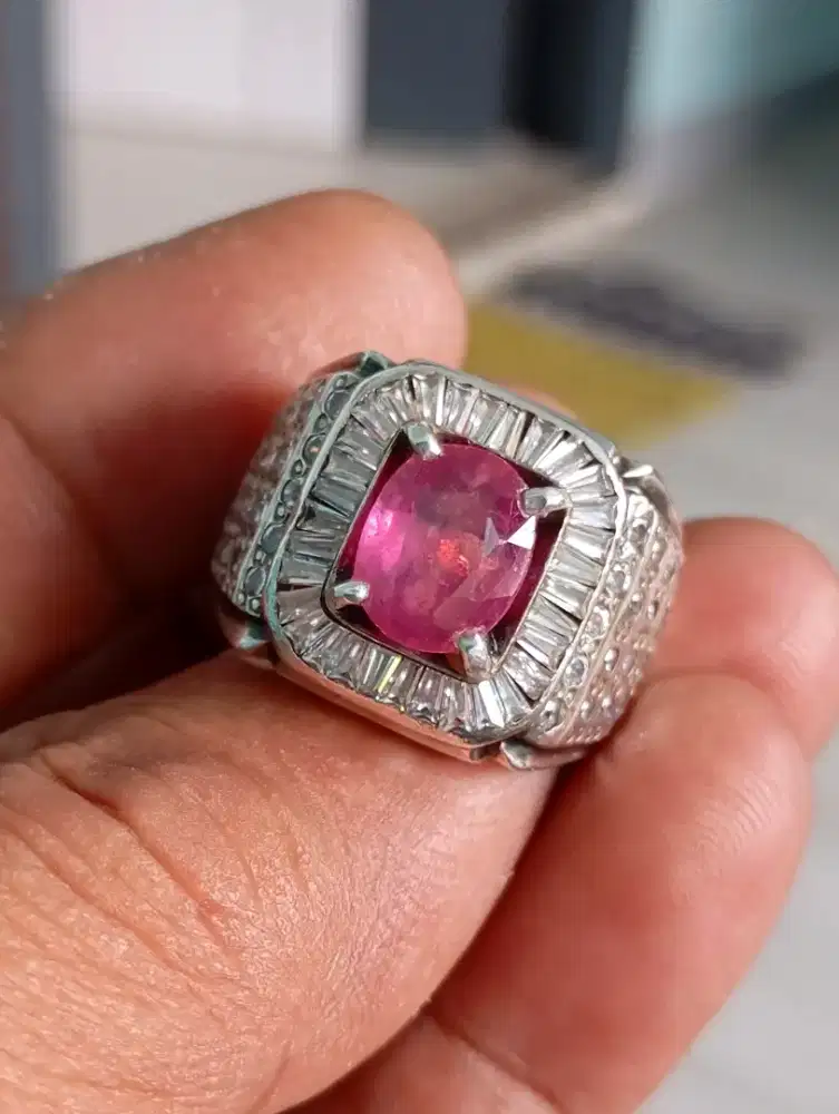 Sapphire Ring perak microsetting