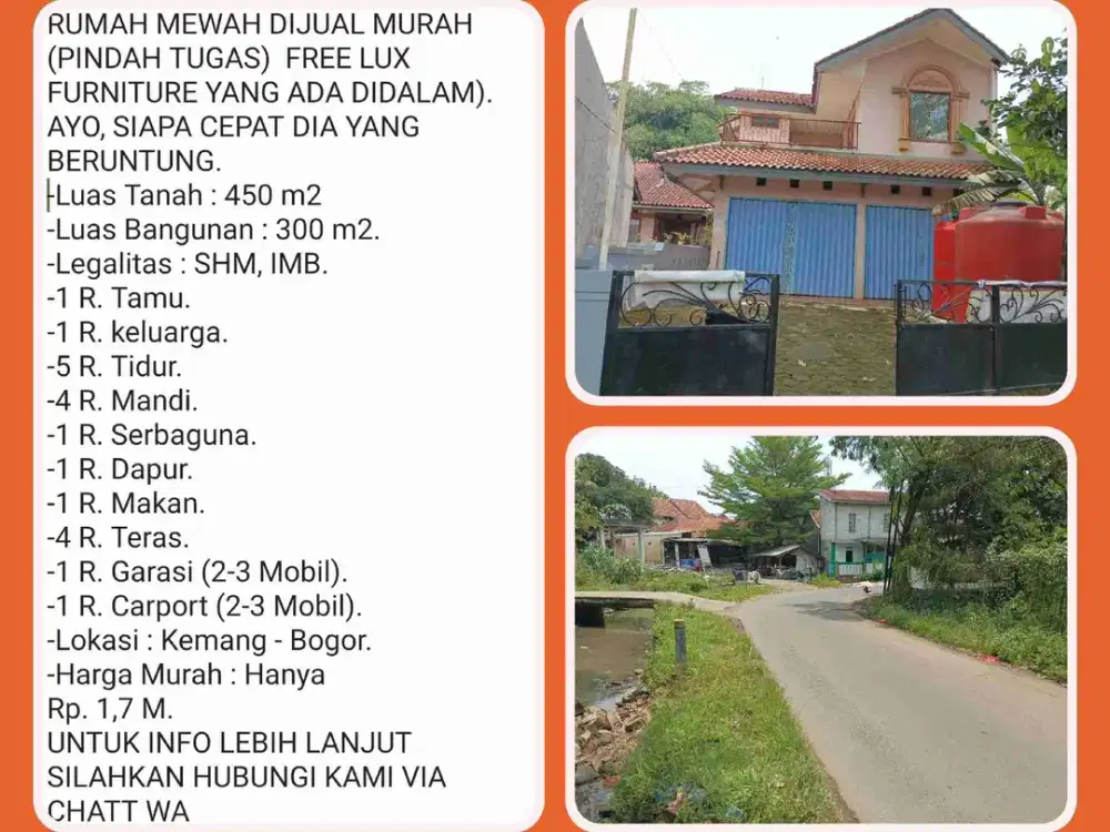 Rumah Mewah Murah + BONUS FULL LUX FURNISHED – Untungnya Double di KEMANG-BOGOR.