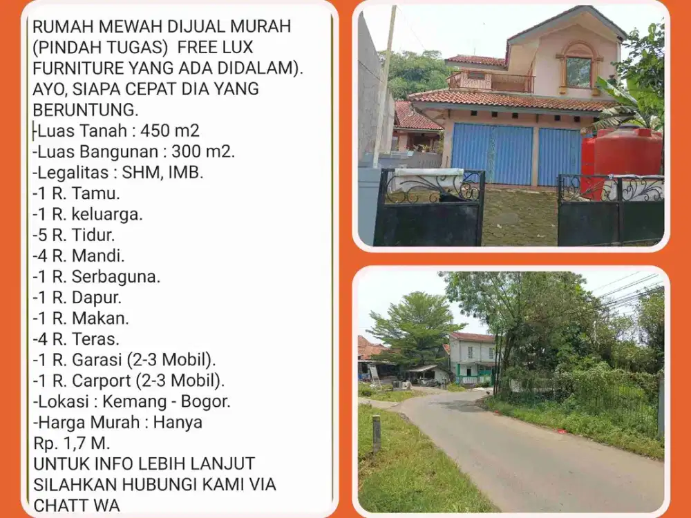 Rumah Mewah Strategis – Akses Cepat ke Gerbang Tol & Fasilitas Kota di KEMANG-BOGOR.