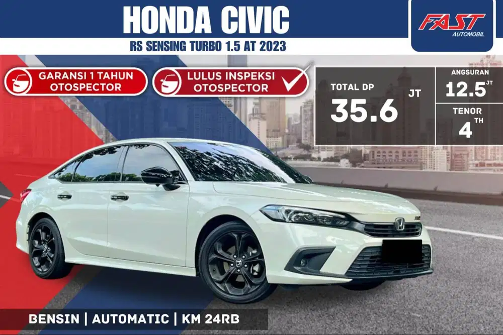 HONDA CIVIC RS 2023 SENSING TURBO 1.5 AT LOW KM.24RB & PAJAK PANJANG