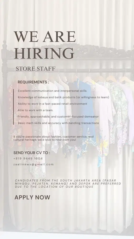 Lowongan Boutique Staff