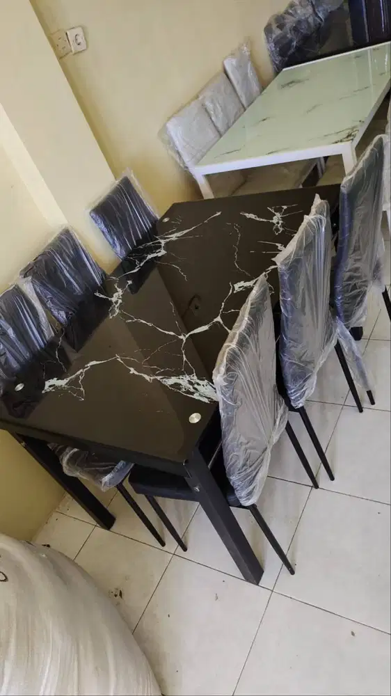 Meja Makan Kaca/Kayu/Marmer Kursi 6