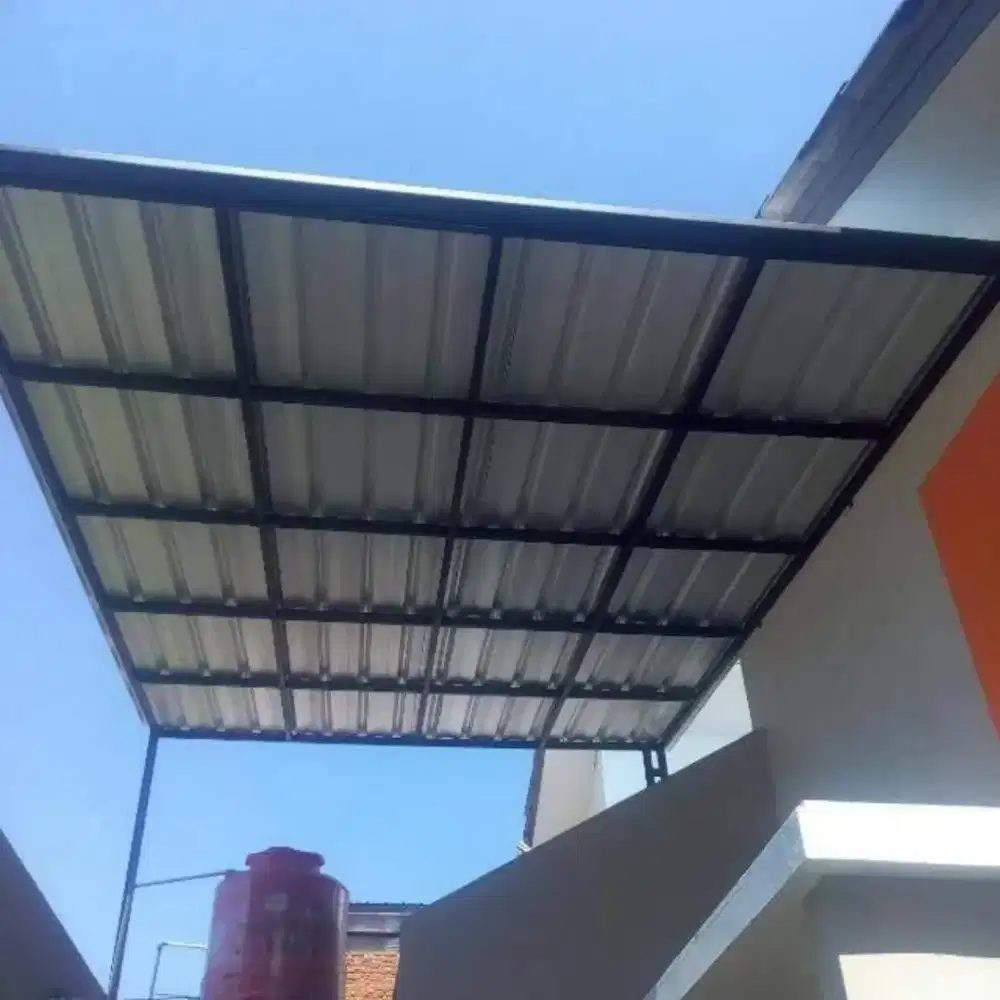 Kanopi  kaca besi hollow galvanis