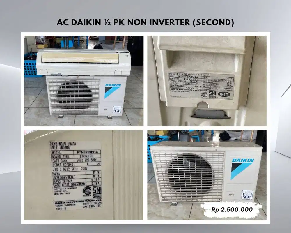 AC Daikin 1/2 PK Non Inverter – Second (Kondisi Normal)