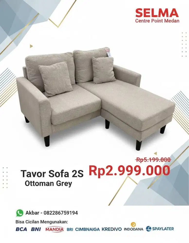 Sofa Tavor L 2S OttomanGrey