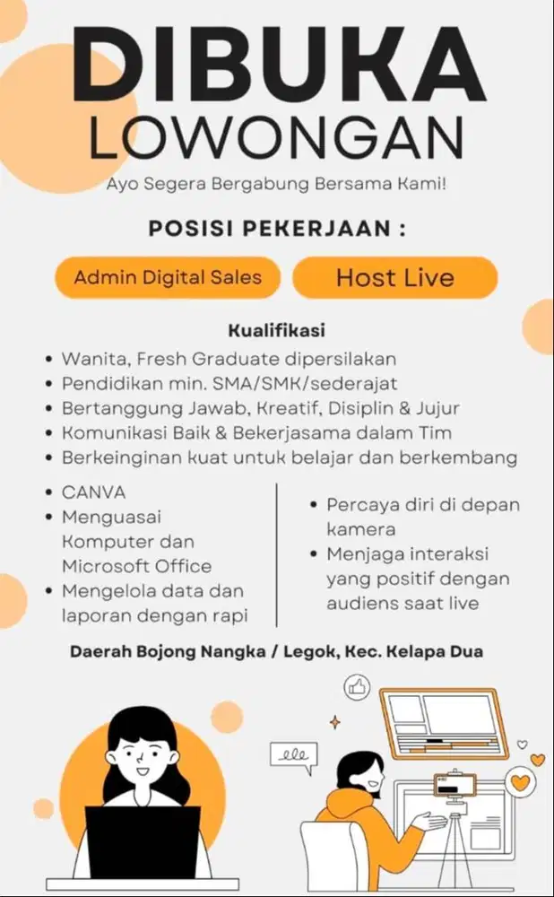 Lowongan kerja Desain dan admin