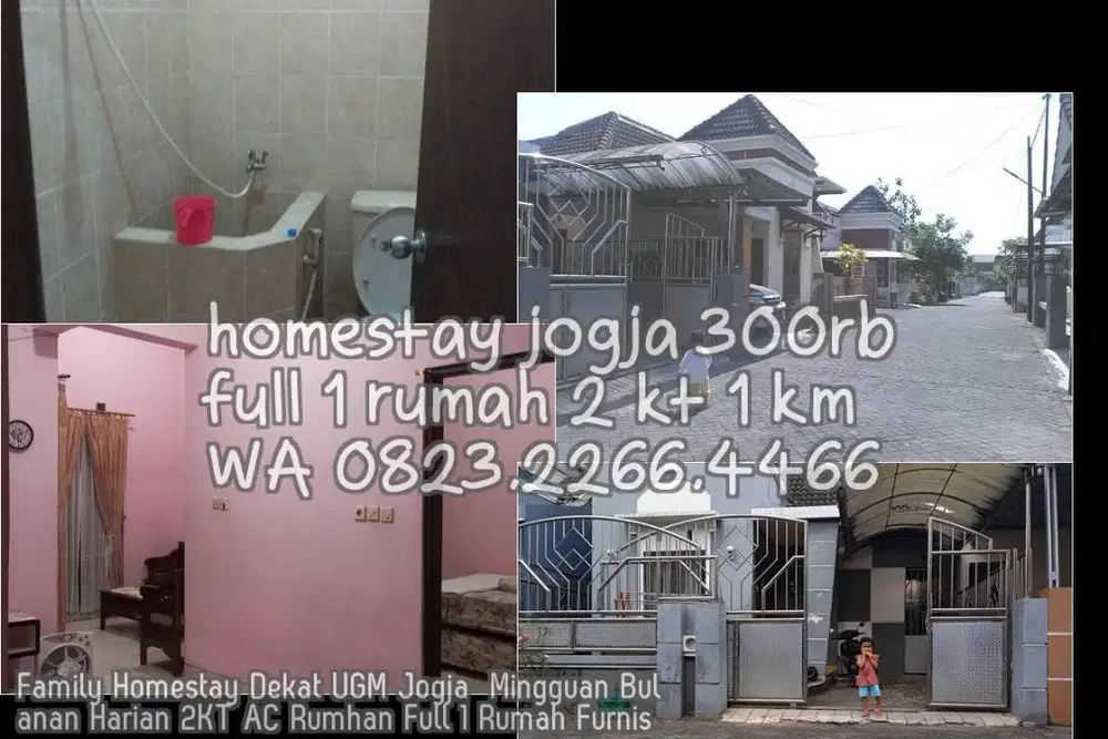 Family Homestay Dekat UGM Jogja  Mingguan Bulanan Harian 2KT AC Rumhan