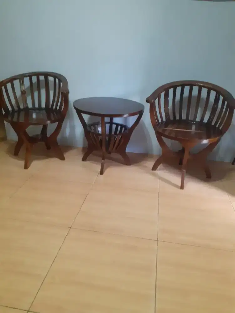 D Jual 1 Set Kursi Teras Kaju Jati Jepara