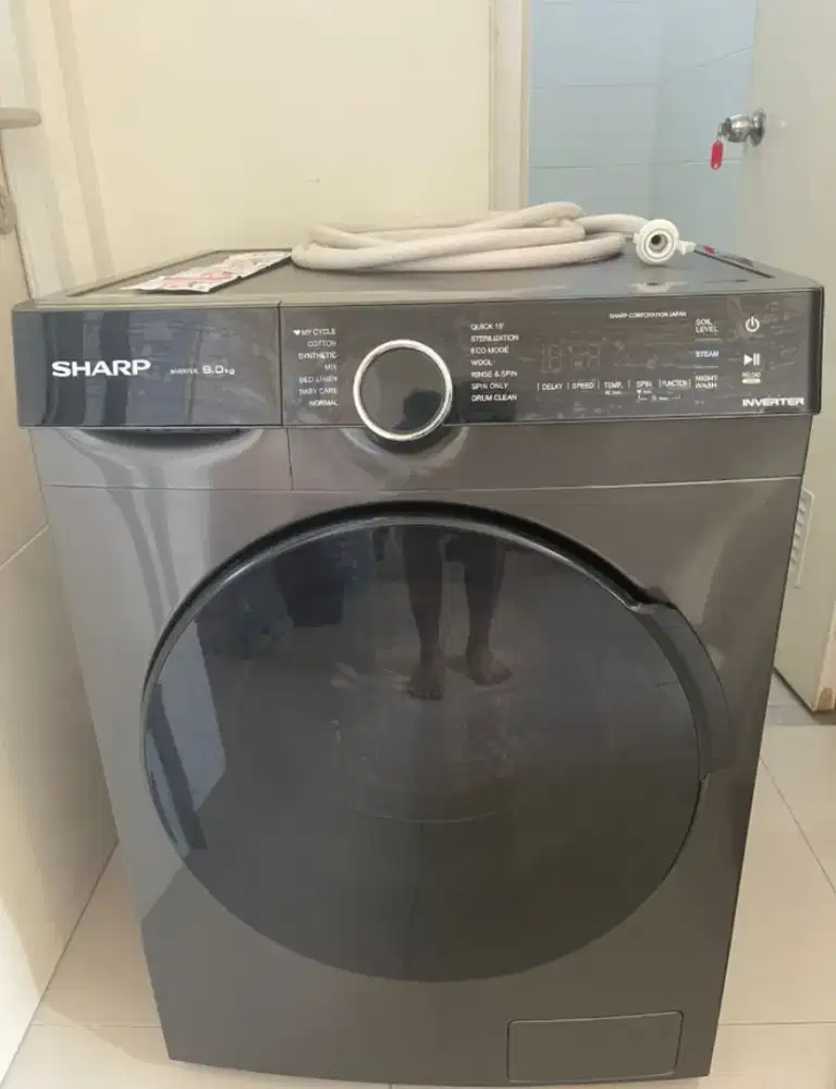 Dijual Mesin Cuci Front Loading Sharp Inverter 9 Kg ES-FL1490MSX