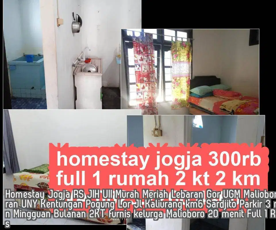 Homestay Dekat UGM Yogya  Luas Rumahan 2KT Pen Mingguan Bulanan Harian