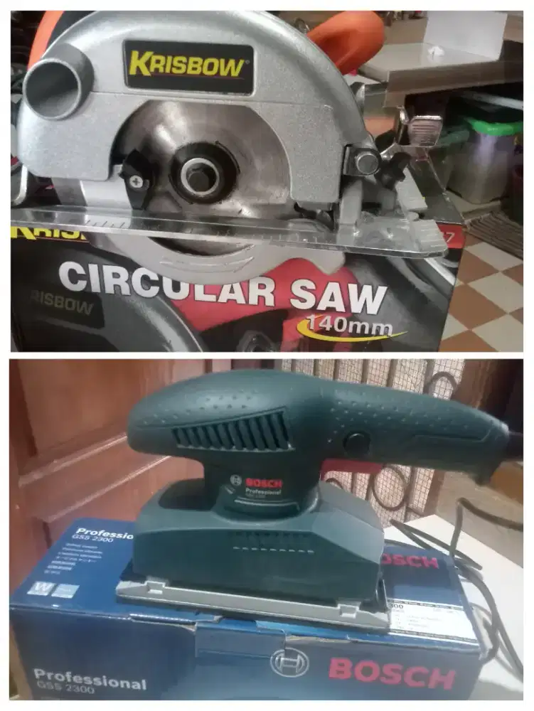 Circular Saw Krisbow 140mm & Mesin Amplas BOSCH type gss 2300