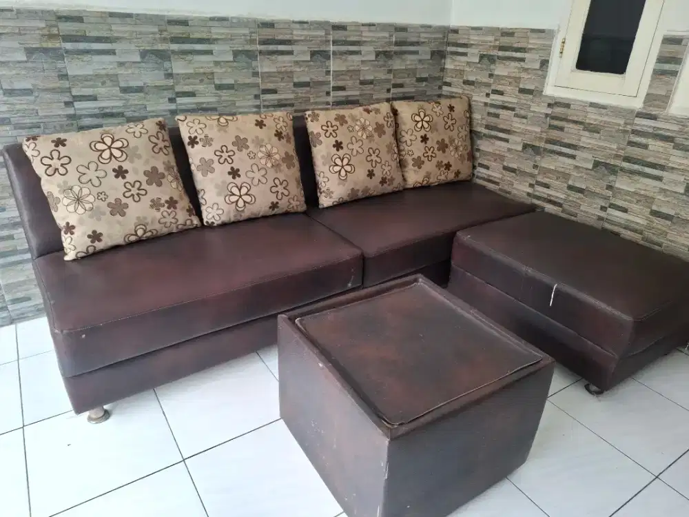 Sofa bekas kulit design L