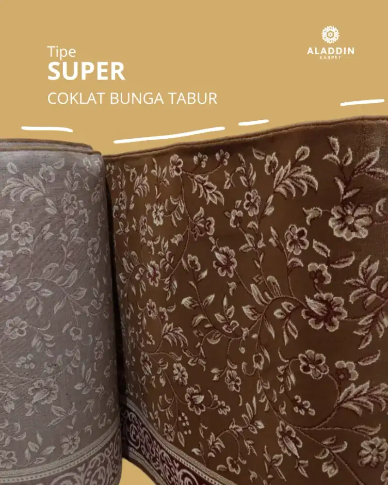 Karpet super coklat bunga tabur
