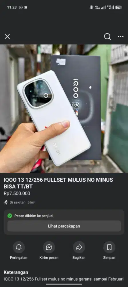 IQOO 13 12/256 FULLSET MULUS NO MINUS GUYS BISA TT/BT