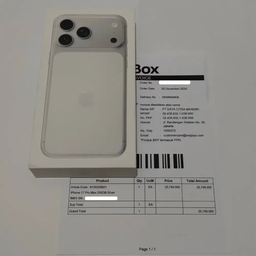 iPHONE 17 PRO MAX 256GB SILVER BNIB SEGEL GARANSI iBOX 12 BULAN