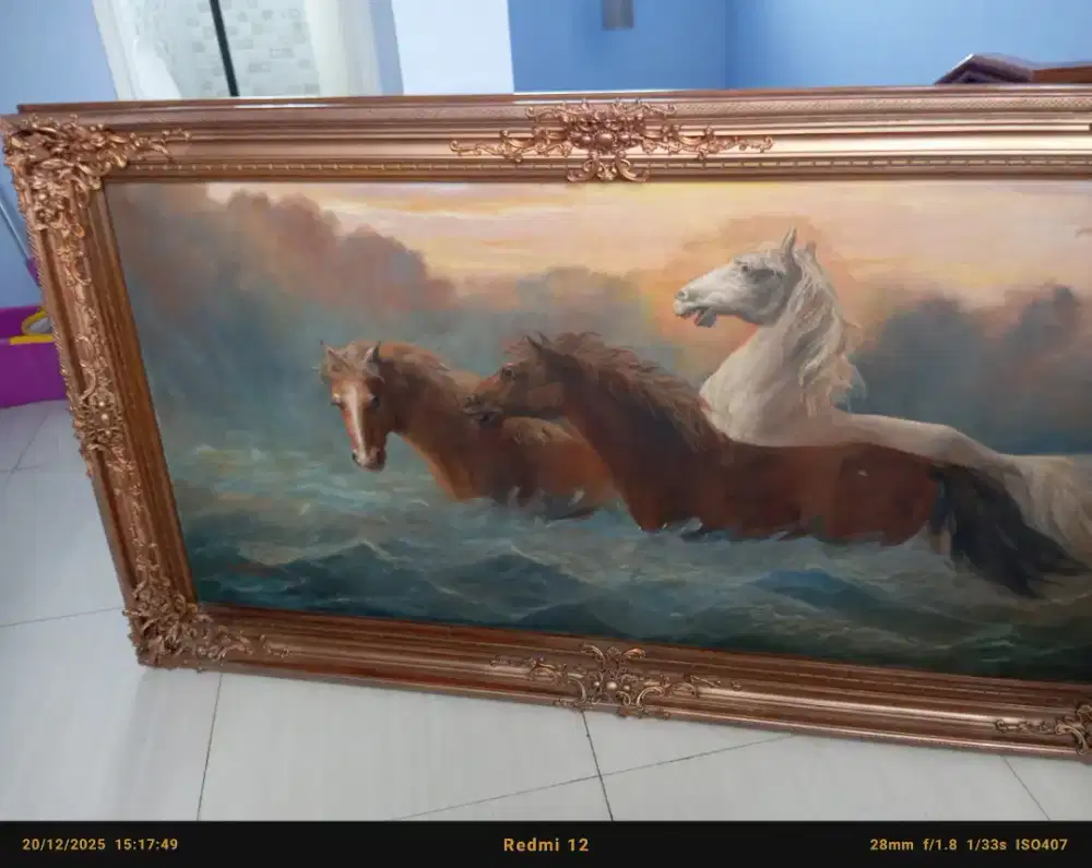 Lukisan 3 kuda vintage jadul