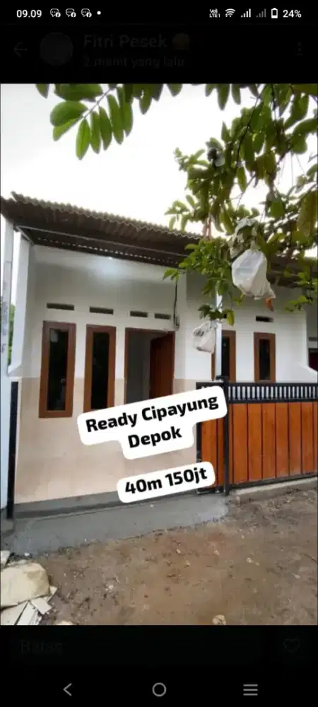 Rumah second ( bangunan baru)150jt akses mobil Cipayung Depok