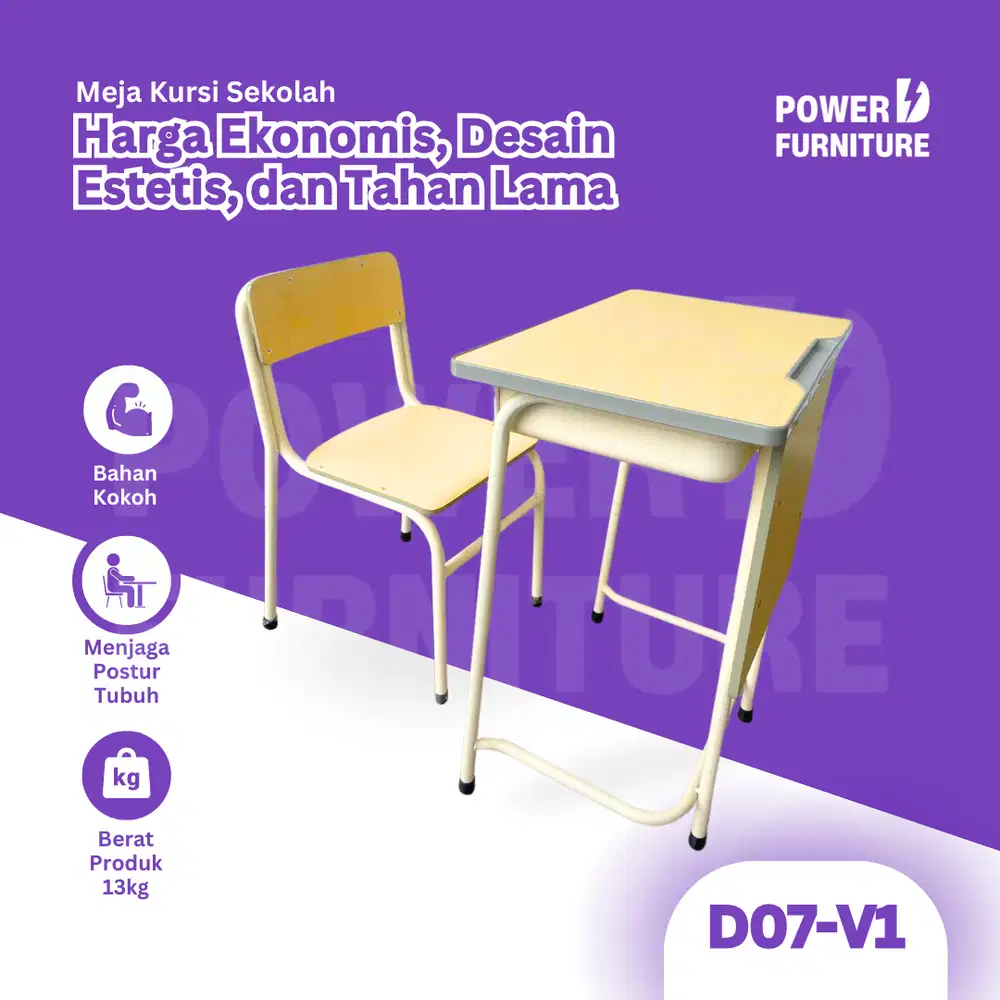 Meja Kursi Kelas Tipe D08 - Bangku Sekolah Besi | Kursi Sekolah