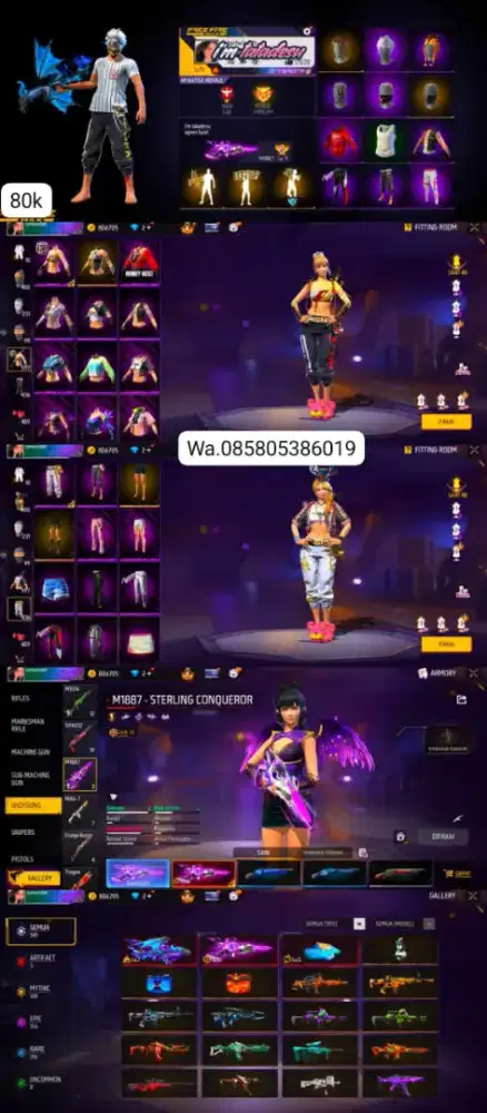 Ready stok akun ff max 2 80k